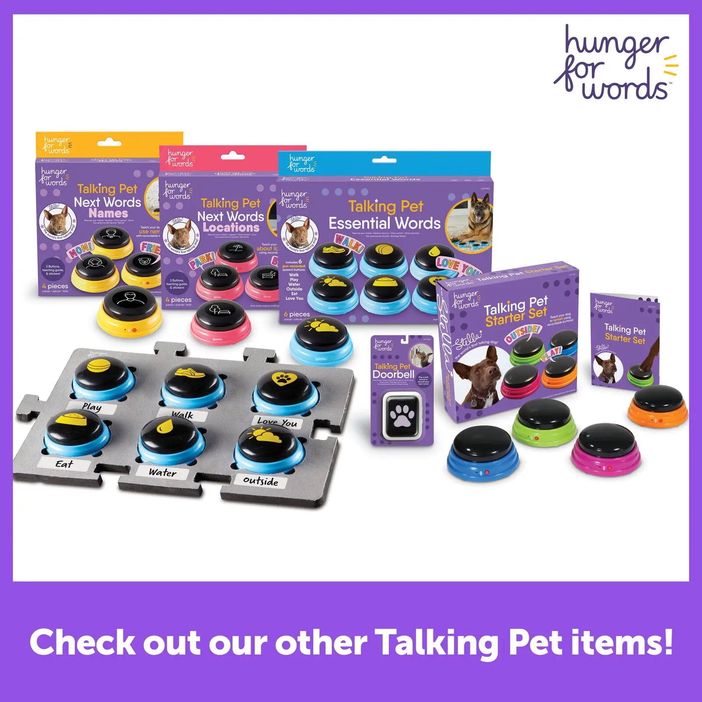 Talking Pet Essential Words 6-Piece Buttons